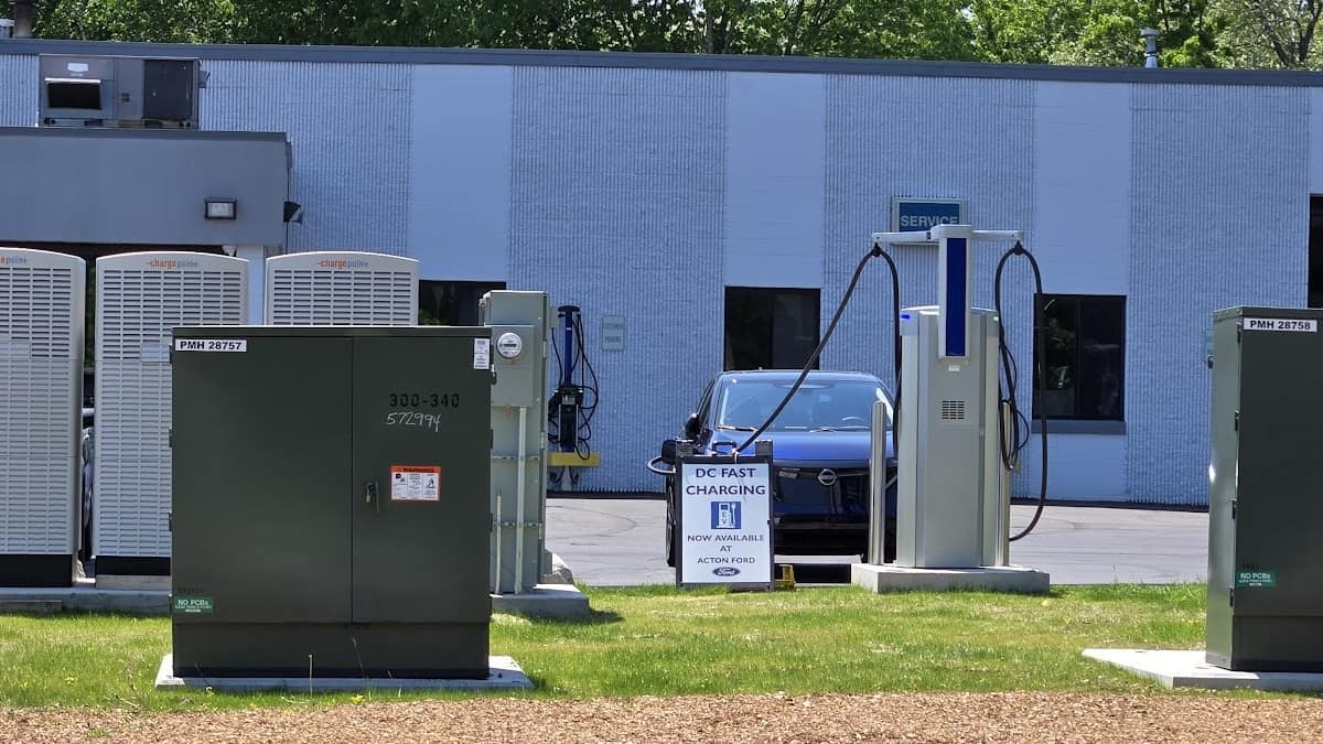 Imaged of Ford Blue Oval EV chargers by John Goreham