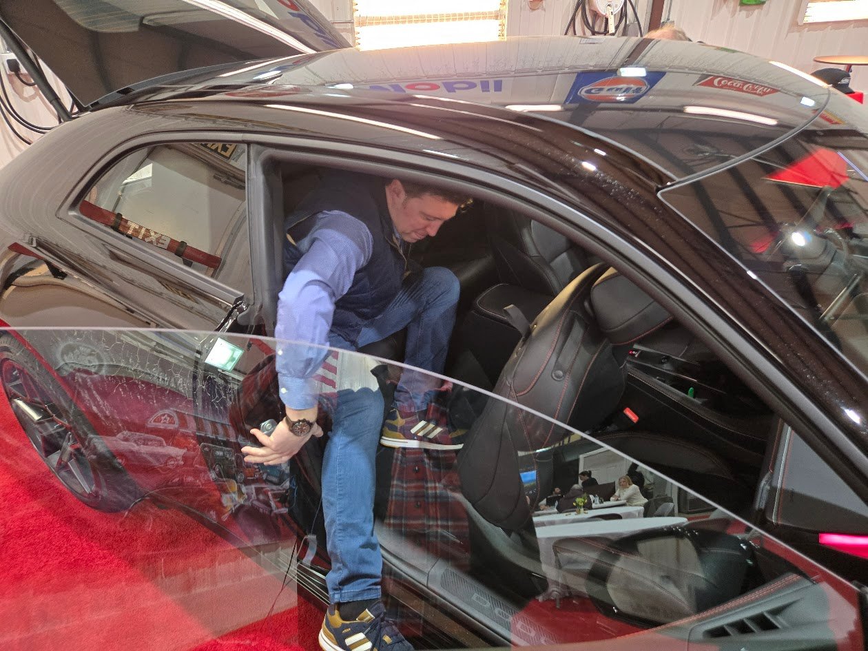 Exiting the rear seat in the new Dodge Charger Daytona EV is easy - Image by John Goreham