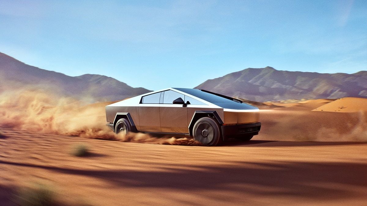 Tesla Cybertruck in a desert 